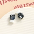 Handmade black and white striped glass fish charms for DIY jewelry and accessories - 3D Color Matching Fish / Black and White Striped