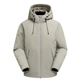 Herren Kapuzen-Steppjacke in Hellbeigegrau, winddichte und wasserdichte Freizeit-Oberbekleidung - M / Silbergrau-Grün
