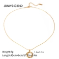 Collar de cadena de serpiente de acero de titanio dorado con colgante redondo de lava - Estilo Redondo Hueco Martillado Irregular Dorado (JDNW2403012)