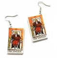 Double-sided acrylic tarot earrings featuring The Emperor card with metal hooks - The Emperor-C104