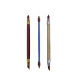 Three dual-head silicone clay sculpting tools in blue, brown and natural wood finish - Pottery Double-ended Eraser Pen Set (3 Pieces)