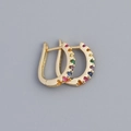 Gold U-shaped huggie earrings with colorful rainbow stones in a minimalist geometric style - Gold (Rainbow Zirconia)
