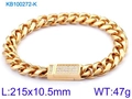 Bracelet gourmette hip hop doré avec diamants CNC étincelants et fermoir de sécurité - Bracelet / Style Doré (KB100272-K)