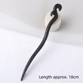 Classic black ebony wood hair stick 18cm long with elegant hand-carved cloud scroll - Sprout