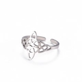 Vintage Hexenknoten Ring aus Edelstahl mit hohlem geometrischem keltischem Design - Stahlfarben