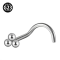 Curved G23 titanium nose stud featuring three silver ball cluster design in silver finish - Three-Ball Cluster (Style 1 5-Shaped) / 0.8x7mm