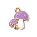 Pendentif en alliage doré avec double champignon et finition émail violet et blanc - Violet Plaqué Or
