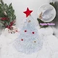White laser tinsel Christmas hat with red pom-poms and star top in regular style - Laser White With Red Star Red Balls