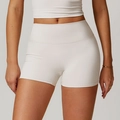 Pantaloncini yoga avorio a vita alta in tessuto spazzolato con controllo dell'addome - Grigio Perla