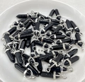 Polished black hexagonal crystal column pendants with silver metal clasps in a white bowl - Pendant Only / Obsidian