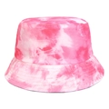 Αμφίπλευρο καπέλο bucket με ροζ και λευκό σχέδιο tie-dye για άνδρες και γυναίκες - Ένα μέγεθος / Ροζ Tie Dye