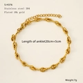 18k vergoldete Edelstahl-Fußkette mit verstellbarer Verlängerungskette Modell S-H376 - Dicke Flachgliederkette (S-H376)