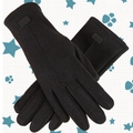 Women black fleece gloves with bow design and touchscreen feature for outdoor use - One Size / Leather Label Black