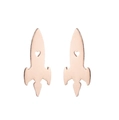 Rose gold rocket stud earrings with heart cut-out design made of stainless steel - Rose Gold