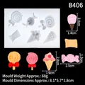 Cartoon candy and lollipop silicone mold B406 for DIY chocolate and cake decoration - 1#B406 Candy Ice Cream / Clear