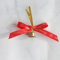 Campanella decorativa di Natale con nastro rosso e filo doro per confezioni regalo e alberi. - Stile Merry Christmas / 1cm Largo 50 Yard / Rosso