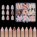 Detailed set of multi-colored almond french false nails in a plastic storage box - French Style 03