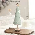 Nordic light green wool felt Christmas tree tabletop ornament with silver stars - No.21 Christmas Tree - Fruit Green