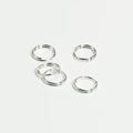 Five shiny silver double-loop metal rings for DIY jewelry and keychain accessories - Silver
