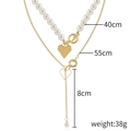 Layered gold heart necklace with baroque pearls and measurements of 40cm and 55cm - Gold Pearl Double Heart Necklace Set
