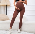 Umstands-Yogahose in Kaffeebraun mit hohem Bund und elastischer Bauchunterstützung - S / Dunkelkaffee