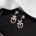 Elegant gold pearl earrings with starburst zircon details on black and white fabric - Gold Circle Petal Radial Diamond Stud Earrings(E3313)