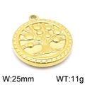Goldener Lebensbaum-Anhänger aus Edelstahl, runder Schmuckanhänger mit 25 mm Durchmesser - 25mm / Goldfarbe (KLJ4281-Z)