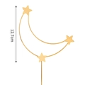 Golden moon and star cake topper decoration with 12.7cm height measurement - Gold Iron Star Moon