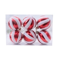 Set de 6 bolas de Navidad con rayas rojas y blancas en una caja transparente - Bola de Rayas Rojas y Blancas
