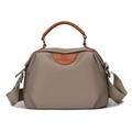 Bolso de mano de tela oxford caqui impermeable con asas de cuero y correa de hombro ajustable - Caqui