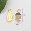 Golden leaf and enamel acorn charm pendants with size measurements of 1.7cm by 0.8cm - Small Pine Cone