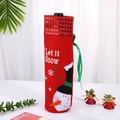 Red snowman wine bottle bag with sequins and 'Let it Snow' print for Christmas decor - Red Snowman Bottle Cover