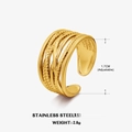 Verstellbarer 18K vergoldeter Edelstahlring mit Wellendesign für Damen - Größe 7 (Verstellbar) / Goldener Ring