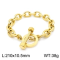 Pulsera de eslabones de acero dorado con cierre de palanca moleteado y extremos hexagonales - Dorado