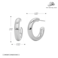 Detailed size chart for S925 sterling silver C-shaped earrings with measurements and weight - Diameter 20MM / 925 Silver White Gold Plated - 20MM