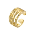 Detailed view of the layered gold minimalist ring with fluid twisted lines and open band - Multi-layer Smooth Wave Style (VJ563 Gold)