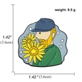 Artistic Van Gogh sunflower enamel brooch for backpacks with 3.6cm size measurement - Van Gogh