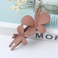 Elegant matte brown-pink hair clip with a double butterfly design in a frosted finish - Light Bean Paste Red