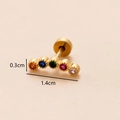 Gold flower cartilage stud with five colorful round zircons and 1.4cm stainless steel bar - Gold 4# Colorful Arc Stones