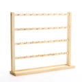 Solid wood 4-tier earring display stand with metal hooks in natural finish - Long 45cm 4 Tiers