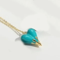 Classic gold necklace with a vibrant turquoise heart pendant and artistic lava detail - Lake Blue