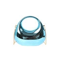 Blue metallic semi-moon evening clutch with gold chain strap and smooth finish - Blue