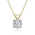Classic gold s925 silver necklace featuring a sparkling round solitaire moissanite pendant - Classic 4-Claw - Gold