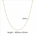 Detailed view of 18K gold plated 2mm bead chain necklace with size specifications - Satellite Curb Chain (TN3013) / Gold