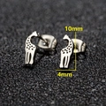 Minimalist silver giraffe stud earrings in stainless steel, dimensions 10mm by 4mm - 277 Steel (Giraffe)