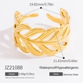 Golden leaf cutout open ring in stainless steel with dimension and weight details - Hollow Leaf Design (JZ21088)