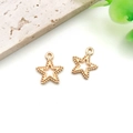 Pair of hollow star charms with beaded edges for DIY jewelry making in golden finish - KC Gold Bead-Edged Star (18248)