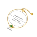 Dettaglio del bracciale placcato oro 18 carati con smeraldo e dimensioni della catena - Pietra verde testurizzata ovale - Bracciale 04