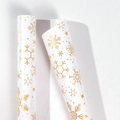 Two rolls of white Christmas wrapping paper with elegant gold snowflake and star patterns - White Gold Snowflake / 0.43*3m