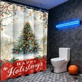 Detail showing the waterproof polyester fabric with festive hand-drawn Christmas tree pattern - Christmas Tree Print / 90*180cm